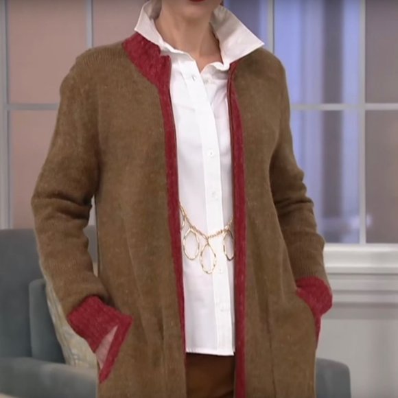 Linea Leisure by Louis Dell Olio Brown Red Double Zip Long Cardigan size 3X - Picture 16 of 16